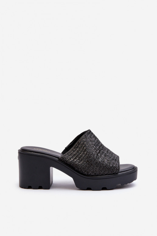 Chaussons femme à talons hauts tressés Titantha noirs