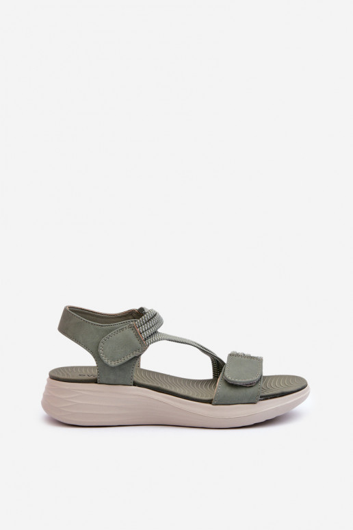 Sandales confortables à fermetures adhésives de couleur verte Eladora