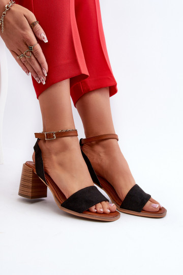 Sandales à talons hauts pour femmes en Eco Suède Noir Ronvia 2