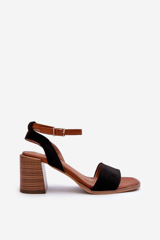 Damessandalen met hoge hak, gemaakt van Eco Suede Black Ronvia