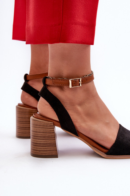 Damen-Sandalen mit hohen Absätzen aus Eco-Wildleder Black Ronvia