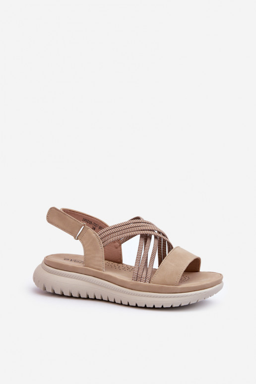 Bequeme Sandalen mit Klebeverschlüssen in der Farbe Beige von Ceclea Bequeme Sandalen mit Klebeverschlüssen in der Farbe Beige von Ceclea