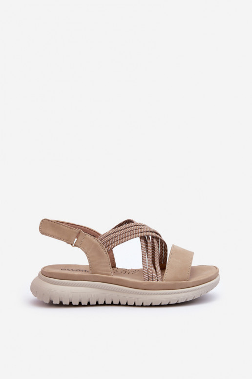 Bequeme Sandalen mit Klebeverschlüssen in der Farbe Beige von Ceclea Bequeme Sandalen mit Klebeverschlüssen in der Farbe Beige von Ceclea