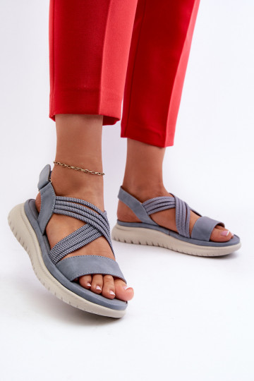 Bequeme Sandalen mit Klebeverschlüssen in der Farbe Blau von Ceclea