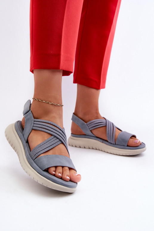 Bequeme Sandalen mit Klebeverschlüssen in der Farbe Blau von Ceclea