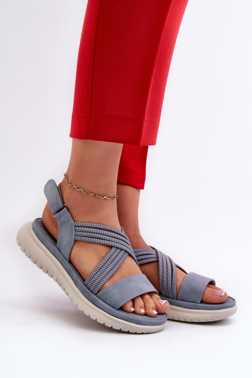 Bequeme Sandalen mit Klebeverschlüssen in der Farbe Blau von Ceclea