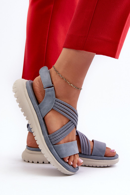 Comfortabele sandalen met zelfklevende sluitingen in de blauwe kleur Ceclea