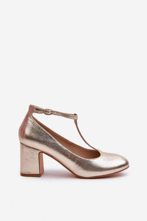Chaussures en éco-cuir à talons de couleur or Raniyah