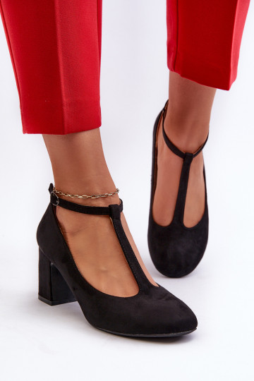 Zwarte Raniyah Eco Suède pumps met hak