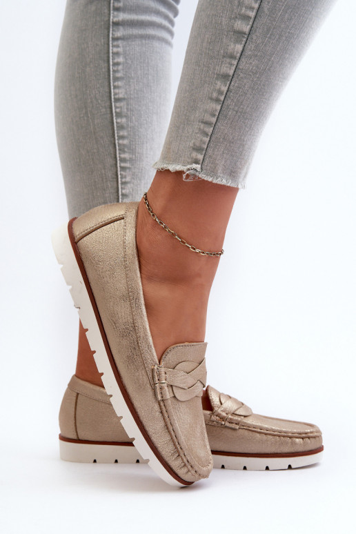 Damenmokassins aus Öko-Leder in der goldenen Farbe Nestalia Damenmokassins aus Öko-Leder in der goldenen Farbe Nestalia