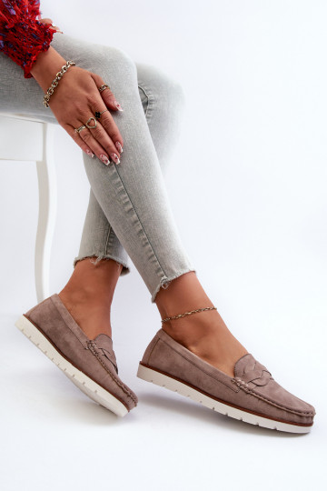 Dames kunstsuède mocassins, donkerzandkleurig Nestalia 2