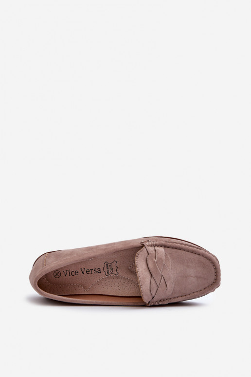 Mocassins femme suède bio, beige foncé Nestalia