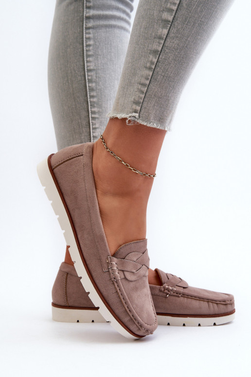 Mocassins femme suède bio, beige foncé Nestalia