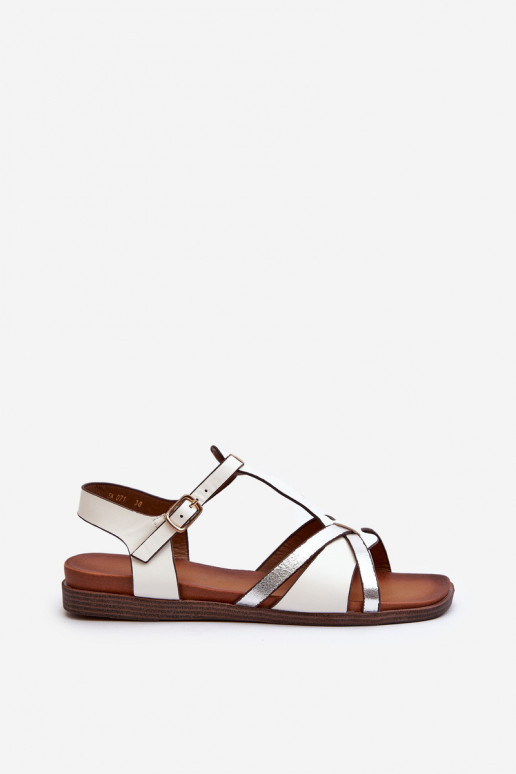 Flache Sandalen für Damen aus Öko-Leder Sergio Leone SK071H in der Farbe Weiß Flache Sandalen für Damen aus Öko-Leder Sergio Leone SK071H in der Farbe Weiß