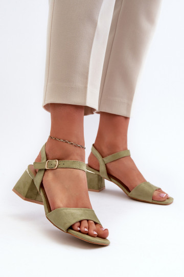 Sandales femme sur bloc suède bio, vert leisha