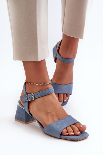 Sandales femme en daim bio, couleur bleu leisha