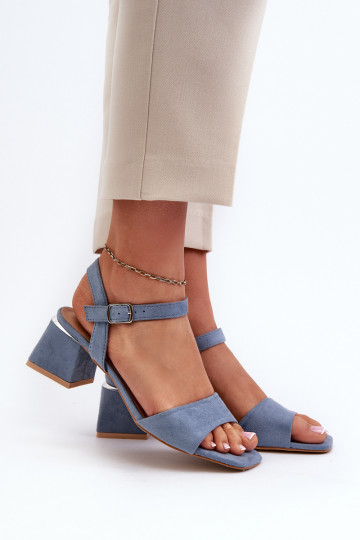 Sandales femme en daim bio, couleur bleu leisha 2