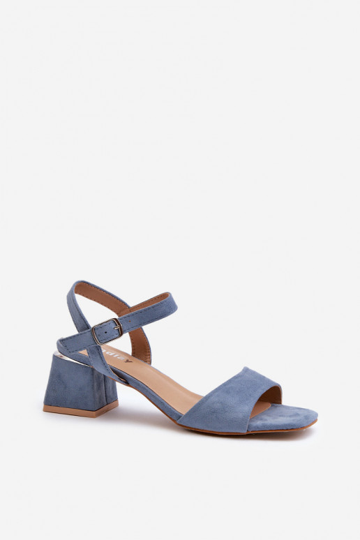 Damensandalen aus Bio-Wildleder, blaue Leisha-Farbe