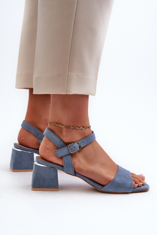 Damensandalen aus Bio-Wildleder, blaue Leisha-Farbe