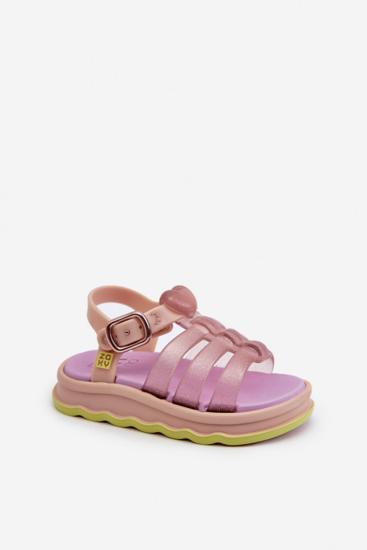 Kindersandalen mit Klebeverschlüssen NN385020 Lila Farbe