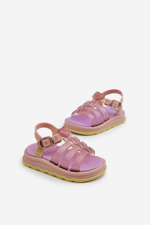 Kindersandalen mit Klebeverschlüssen NN385020 Lila Farbe