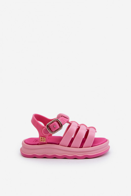 Sandales enfant à attaches adhésives NN385018 couleur rose
