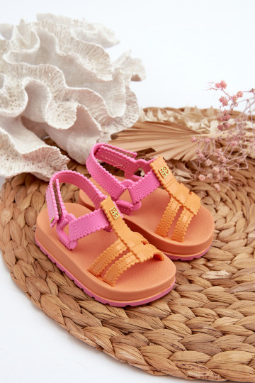 Sandales enfant à attaches adhésives LL385026 coloris orange