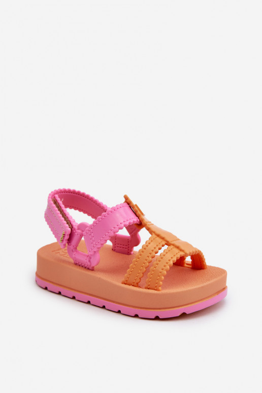 Sandales enfant à attaches adhésives LL385026 coloris orange