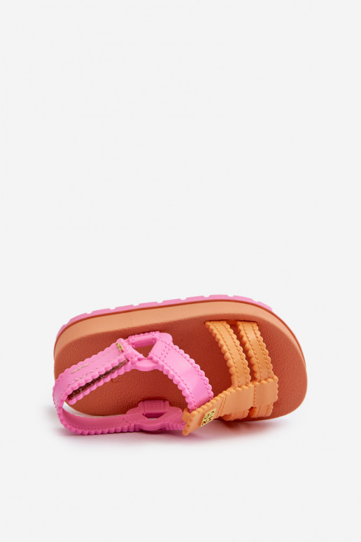 Sandales enfant à attaches adhésives LL385026 coloris orange