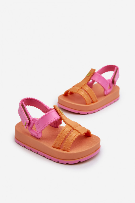 Sandales enfant à attaches adhésives LL385026 coloris orange