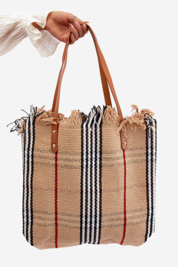 Sac à main/sac de plage tressé Marron Avon