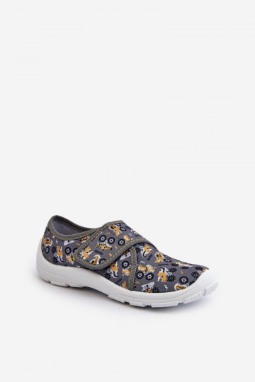 Chaussons confortables pour garçon avec attaches adhésives Befado 974Y552 gris