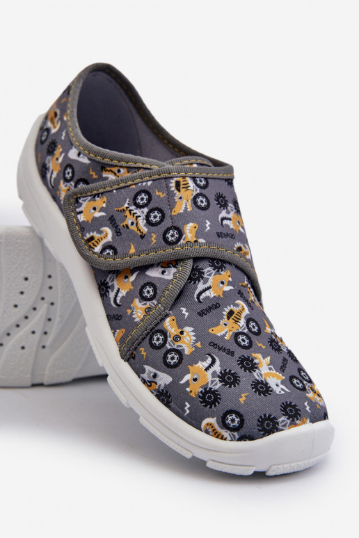 Chaussons confortables pour garçon avec attaches adhésives Befado 974Y552 gris Chaussons confortables pour garçon avec attaches adhésives Befado 974Y552 gris