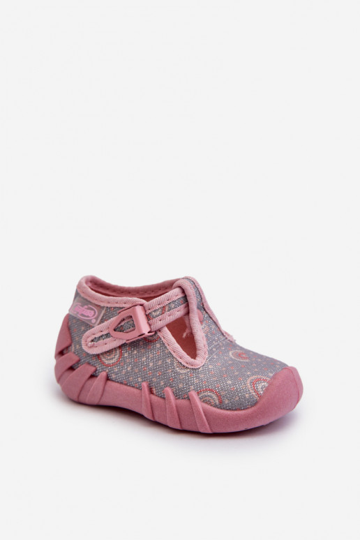 Bequeme Hausschuhe für Kinder BEFADO 110N490 grau-rosa Farbe Bequeme Hausschuhe für Kinder BEFADO 110N490 grau-rosa Farbe