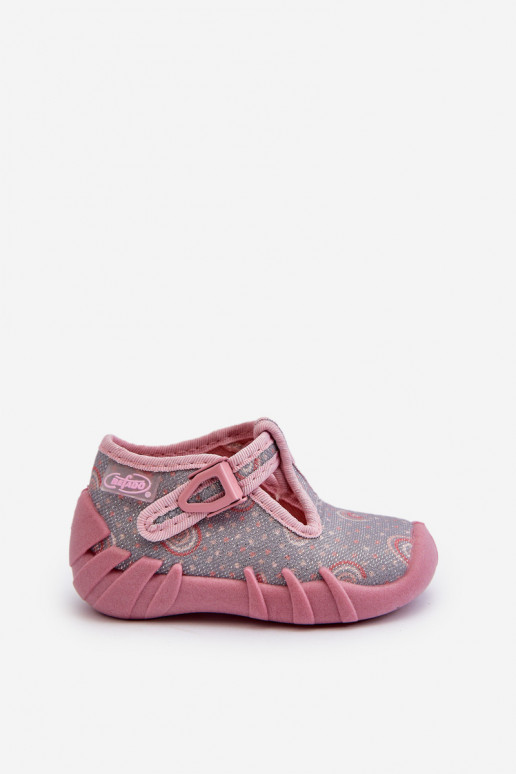 Bequeme Hausschuhe für Kinder BEFADO 110N490 grau-rosa Farbe Bequeme Hausschuhe für Kinder BEFADO 110N490 grau-rosa Farbe