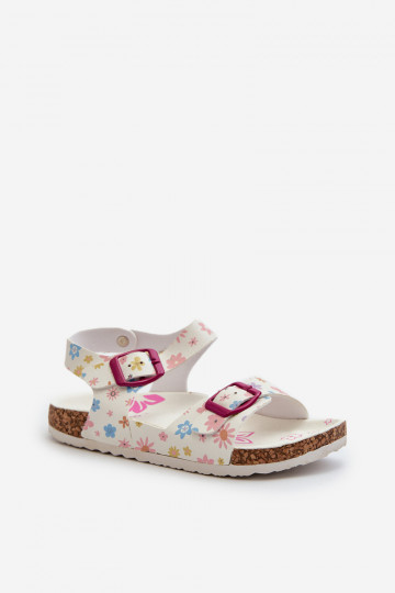 Sandalen Kinderen met bloemen met gespen in witte kleur Memoria