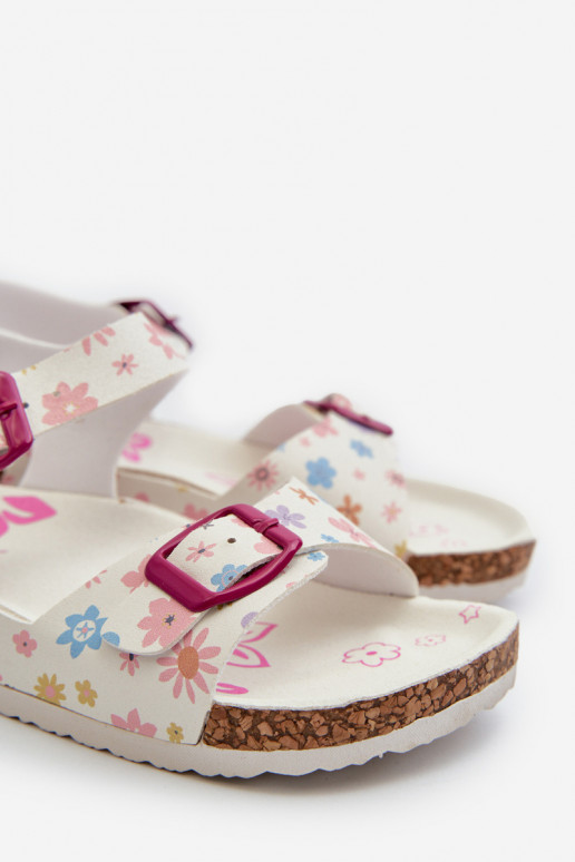 sandales Enfants avec fleurs avec boucles de couleur blanche Memoria
