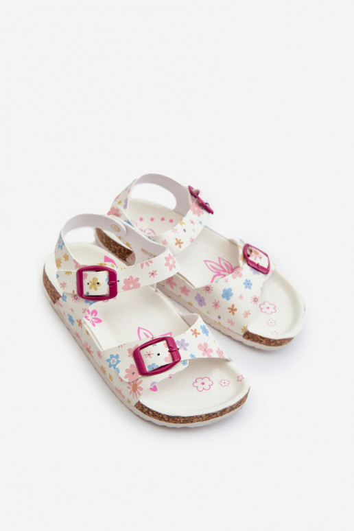 sandales Enfants avec fleurs avec boucles de couleur blanche Memoria