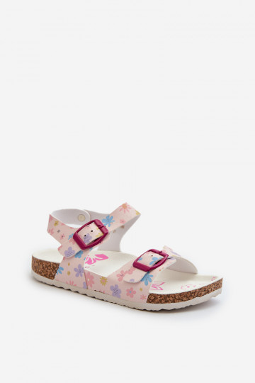 Sandalen Kinderen met bloemen met gespen in roze kleur Memoria