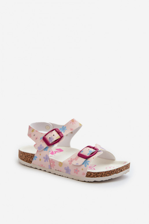 Sandalen Kinderen met bloemen met gespen in roze kleur Memoria Sandalen Kinderen met bloemen met gespen in roze kleur Memoria