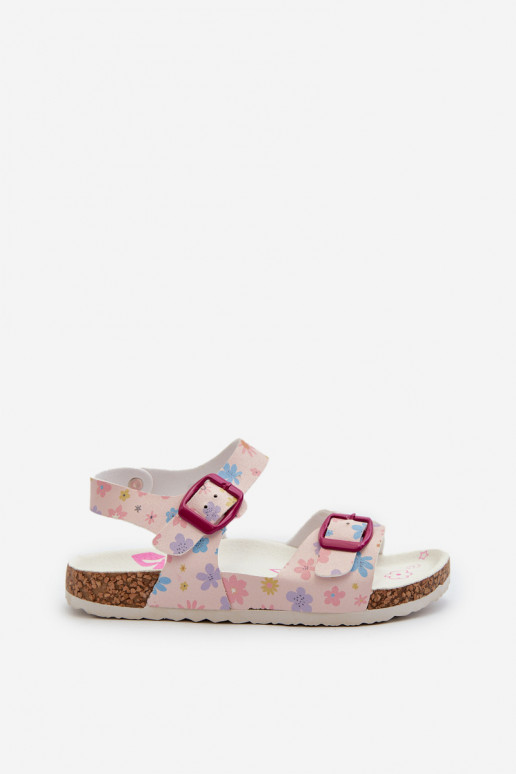 sandales Enfants avec fleurs avec boucles de couleur rose Memoria