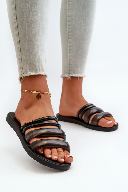 Pantoufles plates en caoutchouc pour femmes 26727 Ipanema Puffer Tiras Fem couleur noir Pantoufles plates en caoutchouc pour femmes 26727 Ipanema Puffer Tiras Fem couleur noir