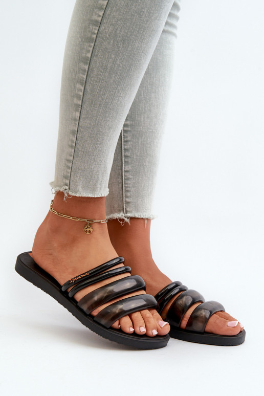 Platte rubberen damesslippers 26727 Ipanema Puffer Tiras Fem zwarte kleur Platte rubberen damesslippers 26727 Ipanema Puffer Tiras Fem zwarte kleur