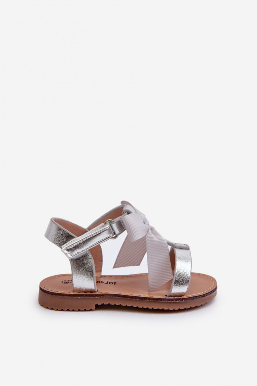 sandales Enfant avec rubans avec attaches adhésives couleur argent Joratia sandales Enfant avec rubans avec attaches adhésives couleur argent Joratia