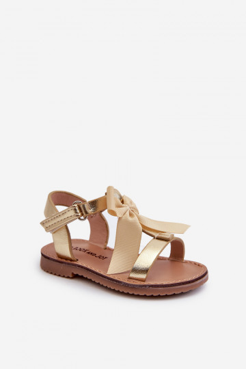 sandales Enfant avec rubans avec attaches adhésives couleur or Joratia 2