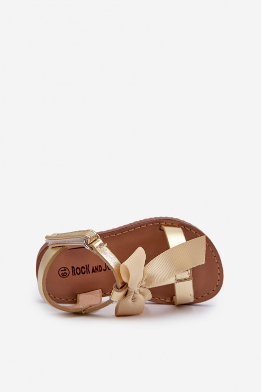 sandales Enfant avec rubans avec attaches adhésives couleur or Joratia