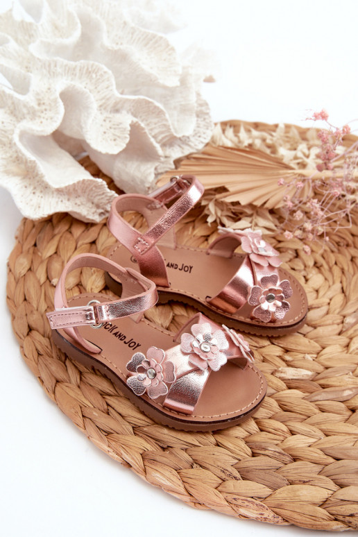 Sandalen Kinder Ozdobione mit Blumenmotiven mit Klebeverschlüssen rosa Fagossa Sandalen Kinder Ozdobione mit Blumenmotiven mit Klebeverschlüssen rosa Fagossa