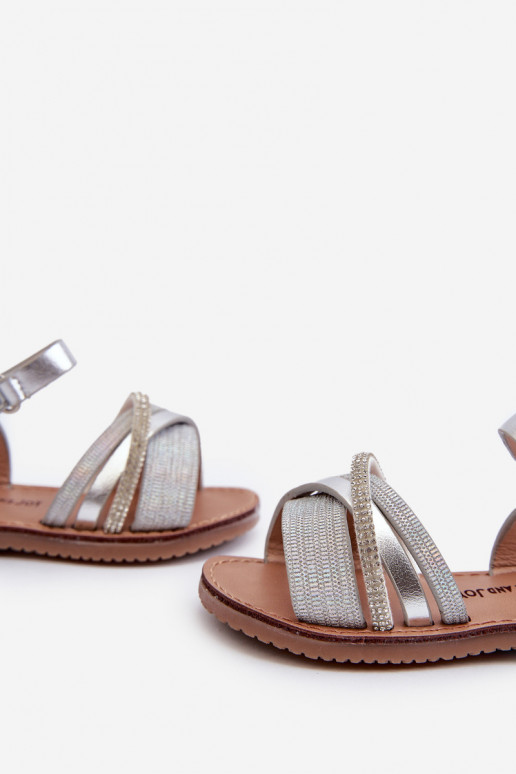 avec brillance Sandales enfant à fermetures adhésives, couleur argent Delphina avec brillance Sandales enfant à fermetures adhésives, couleur argent Delphina