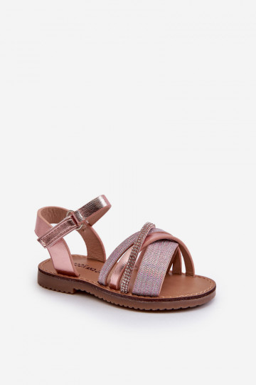 avec brillance Sandales enfant à fermetures adhésives rose Delphina 2