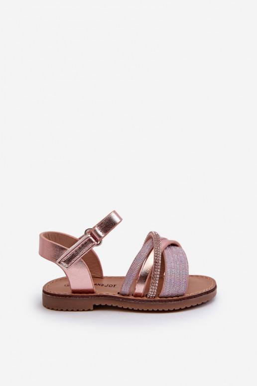 avec brillance Sandales enfant à fermetures adhésives rose Delphina